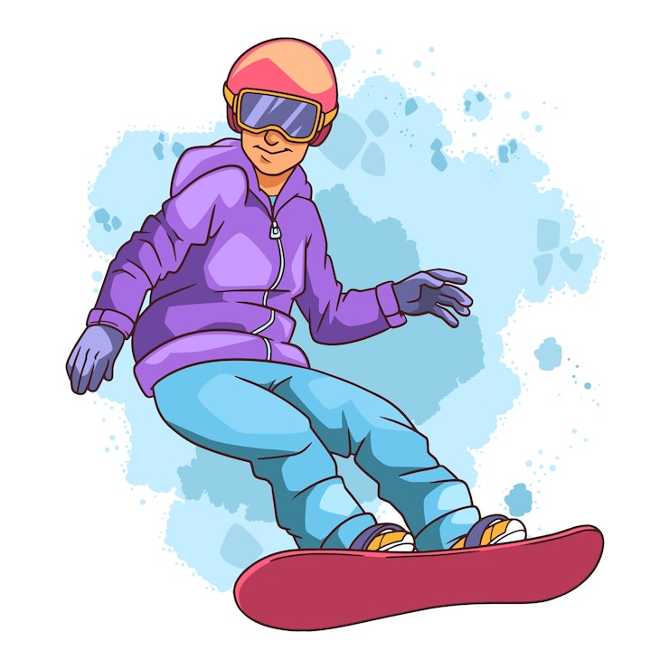無料Vector 手描きスノーボード漫画イラスト