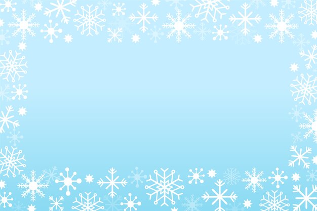 Hand drawn snowflake border blue background