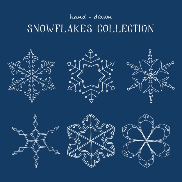 Free vector hand drawn snowflakes collection