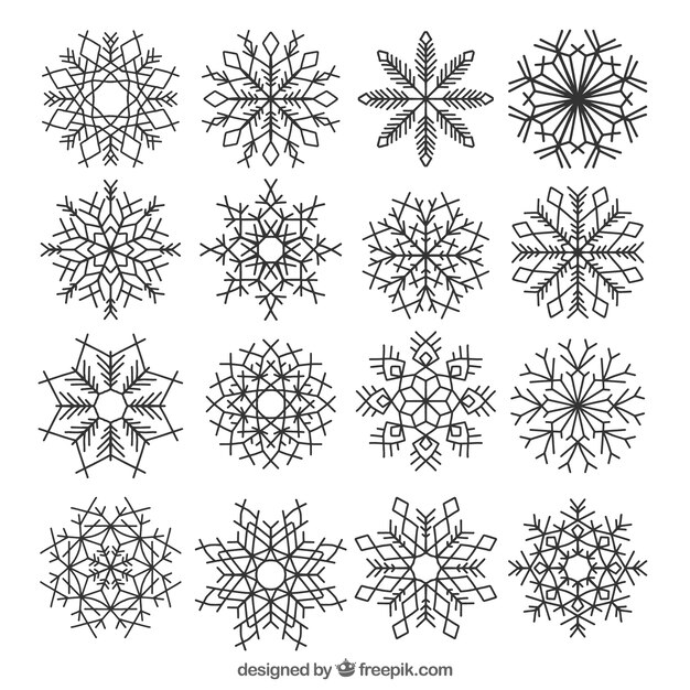 Hand-drawn snowflakes collection 