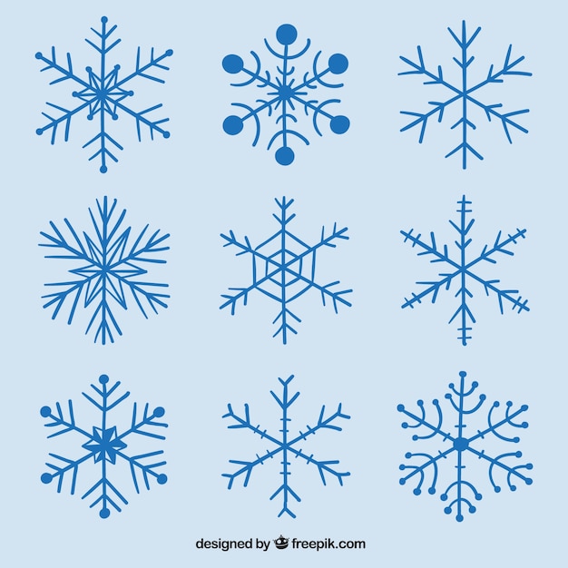 Hand-drawn snowflakes selection