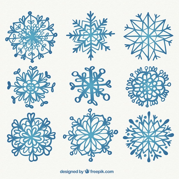 Ручной тяге снежинки с различными формами для Рождества