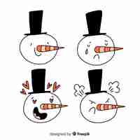 Free vector hand drawn snowman character collection