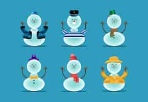 Free vector hand drawn snowman character collection