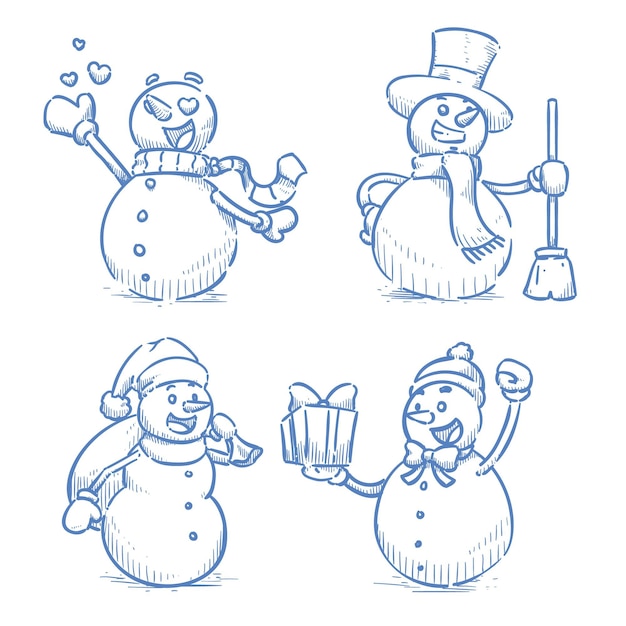 手描き雪だるまキャラクターコレクション