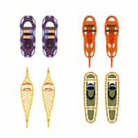 Free vector hand drawn snowshoes collection