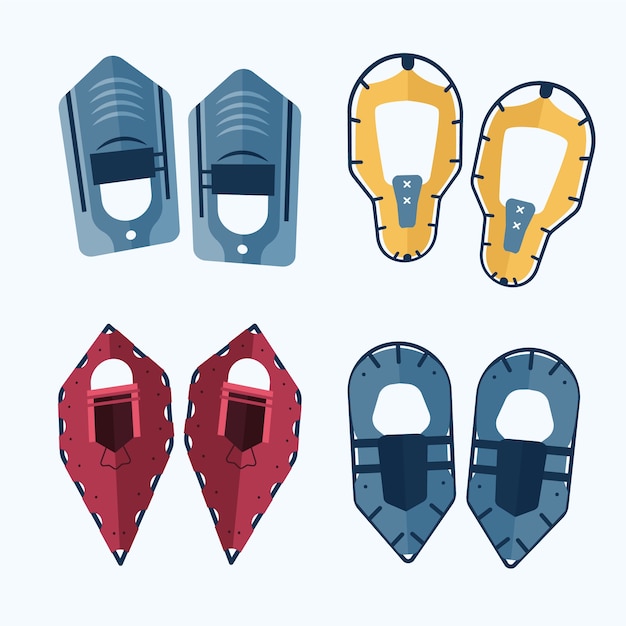 Free vector hand drawn snowshoes collection