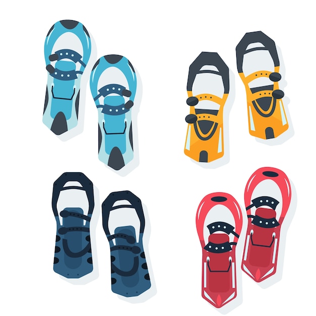 Free vector hand drawn snowshoes collection