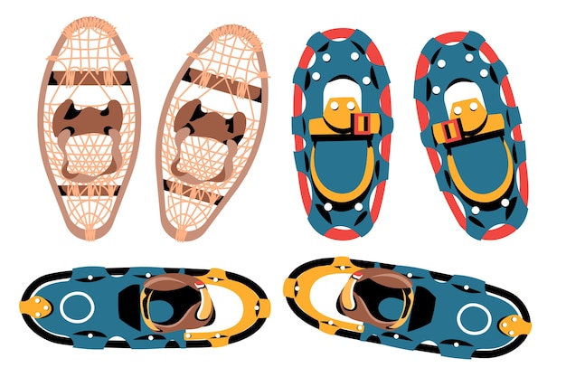 Hand drawn snowshoes collection