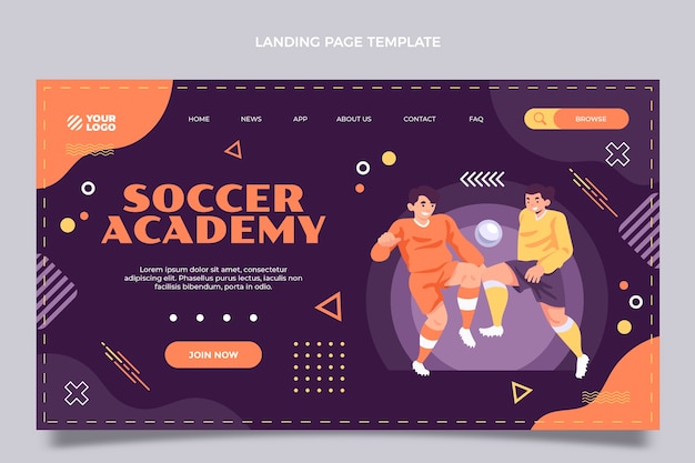 Free vector hand drawn soccer academy landing page