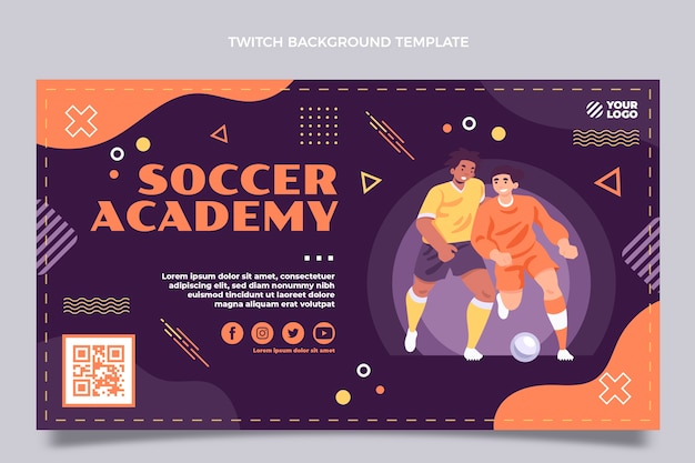 Hand drawn soccer academy twitch background