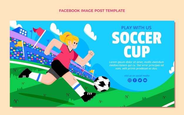 Free vector hand drawn soccer cup facebook post