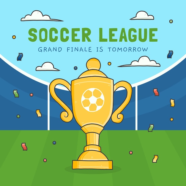 Free vector hand drawn soccer league final illustration