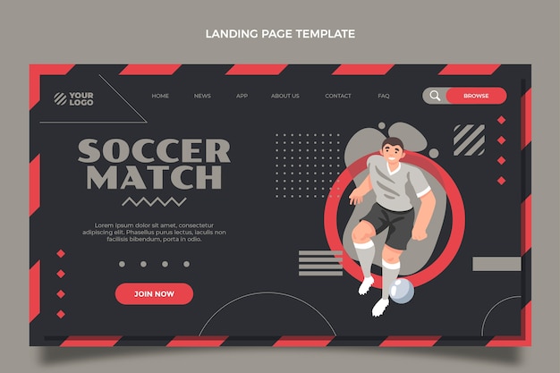 Free vector hand drawn soccer match landing page