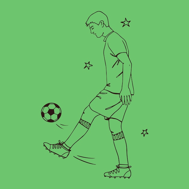 Бесплатное векторное изображение Нарисованная рукой иллюстрация контура футбола