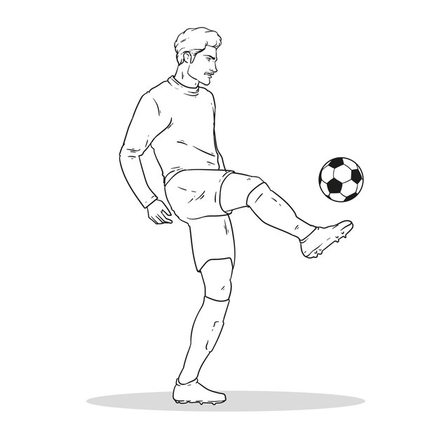 Hand drawn soccer player outline illustration