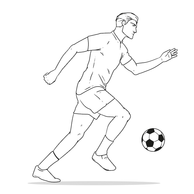 Free vector hand drawn soccer player outline illustration