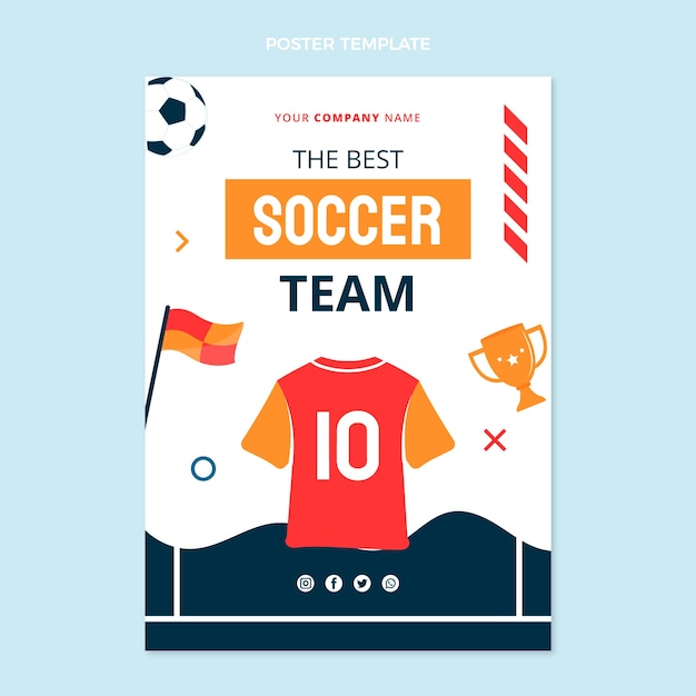 Hand drawn soccer team poster template – Free vector download for vector, free to download, free illustration