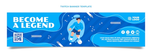 Free vector hand drawn soccer twitch banner template