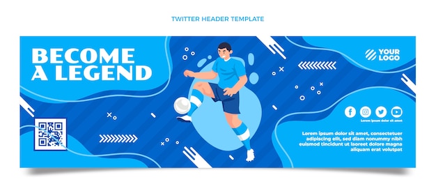 Hand drawn soccer twitter header template