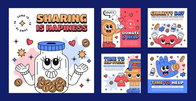 hand drawn social charity event instagram posts