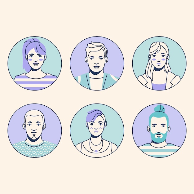 Free vector hand drawn social media avatar illustration set