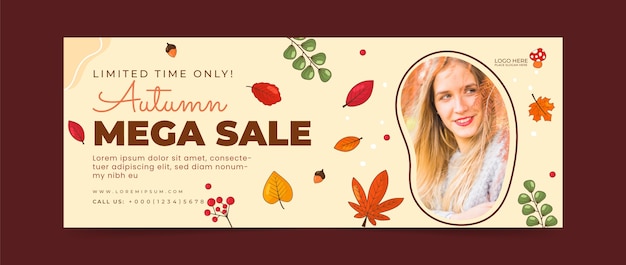 Free vector hand drawn social media cover template for autumn celebration