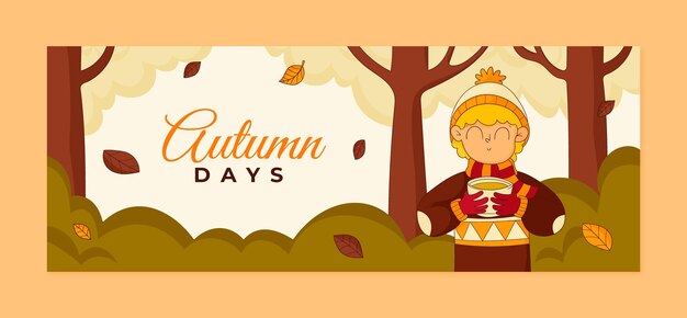 Hand drawn social media cover template for autumn season