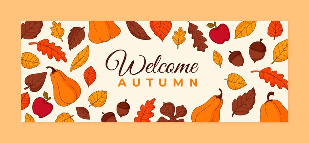 hand drawn social media cover template for autumn season