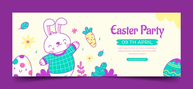 hand drawn social media cover template for easter celebration