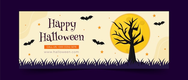 Hand drawn social media cover template for halloween celebration