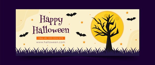 Hand drawn social media cover template for halloween celebration