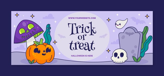 hand drawn social media cover template for halloween celebration