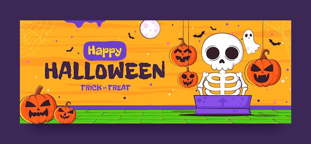 hand drawn social media cover template for halloween season