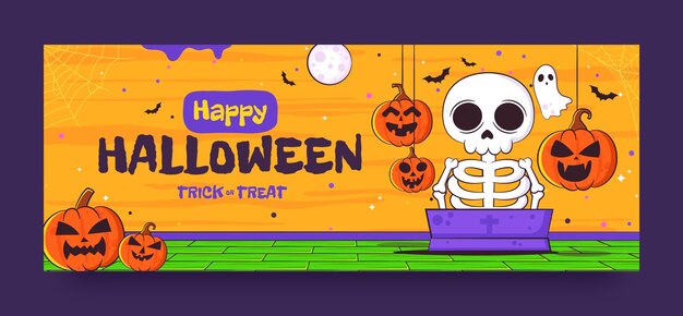 hand drawn social media cover template for halloween season