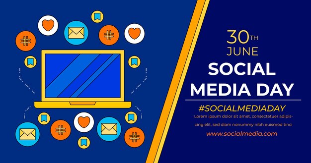 Hand drawn social media day social media post template