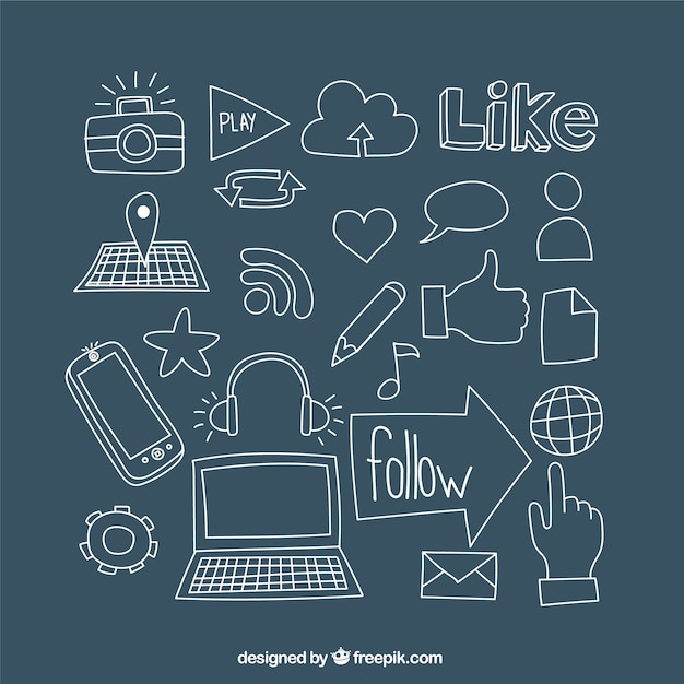 Hand drawn social media icons