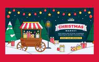 Free vector hand drawn social media post template for christmas market