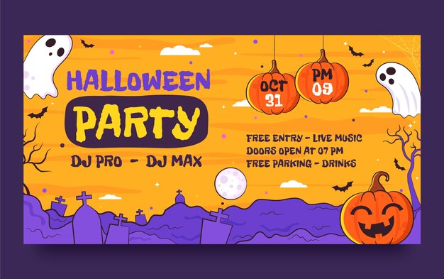 hand drawn social media post template for halloween season