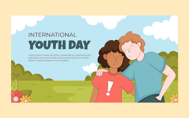 Free vector hand drawn social media post template for international youth day celebration