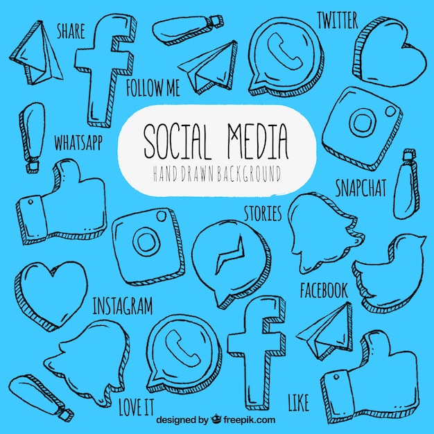 Free vector hand drawn social network collection