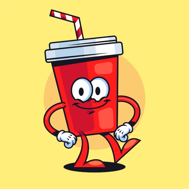 Hand drawn soda cartoon illustration