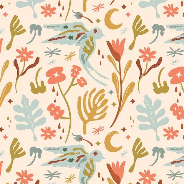 Hand drawn soft earth tones pattern