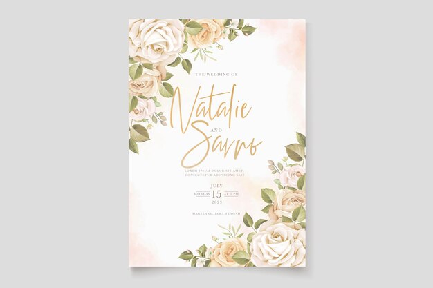 hand drawn soft roses invitation card set