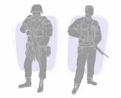 Бесплатное векторное изображение Нарисованная рукой иллюстрация силуэта солдата