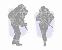 Free vector hand drawn soldier silhouette illustration