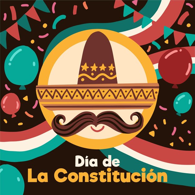 Hand drawn sombrero mexico constitution day