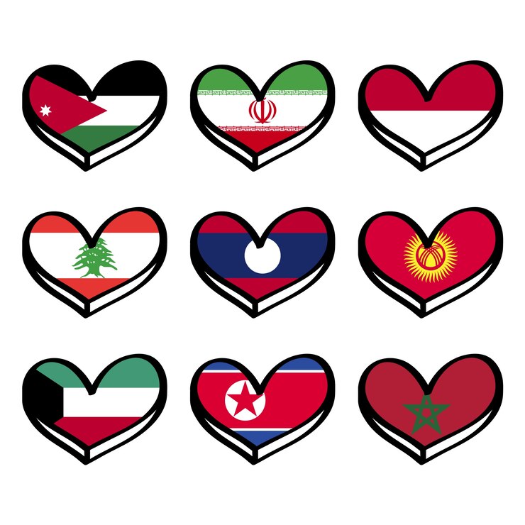 Free Vector hand drawn song contest heart flags collection