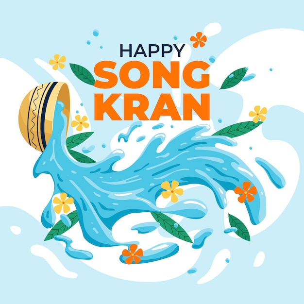 Hand drawn songkran celebration illustration