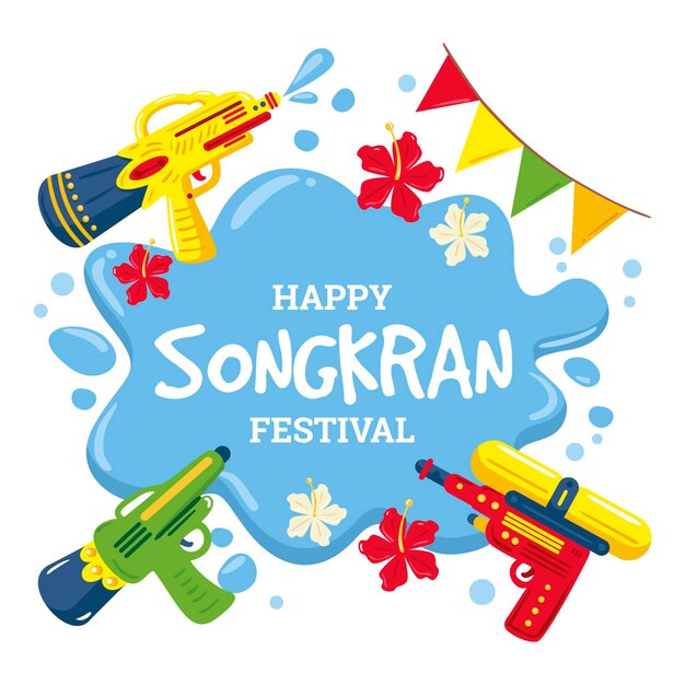 Hand drawn songkran celebration illustration